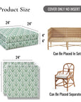Konalie Geometric Leaves, Indoor/Outdoor Green Seat Cushion Covers, with Piping, 24"x24"x4"