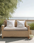 Konalie Geometric Leaves, Indoor/Outdoor Tan Seat Cushion Covers, with Piping, 24"x24"x4"
