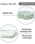 Konalie Geometric Leaves, Indoor/Outdoor Green Seat Cushion Covers, with Piping, 20"x20"x4"