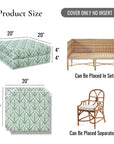 Konalie Geometric Leaves, Indoor/Outdoor Green Seat Cushion Covers, with Piping, 20"x20"x4"