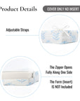 Capelea Flowers, Indoor/Outdoor Baby Blue Seat Cushion Covers, with Piping, 24"x24"x4"