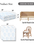 Capelea Flowers, Indoor/Outdoor Baby Blue Seat Cushion Covers, with Piping, 24"x24"x4"