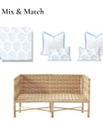 Capelea Flowers, Indoor/Outdoor Baby Blue Seat Cushion Covers, with Piping, 24"x24"x4"