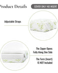 Capelea Flowers, Indoor/Outdoor Grass Green Seat Cushion Covers, with Piping, 24"x24"x4"