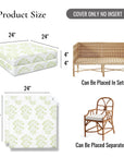 Capelea Flowers, Indoor/Outdoor Grass Green Seat Cushion Covers, with Piping, 24"x24"x4"