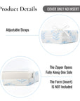 Capelea Flowers, Indoor/Outdoor Baby Blue Seat Cushion Covers, with Piping, 20"x20"x4"