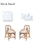 Capelea Flowers, Indoor/Outdoor Baby Blue Seat Cushion Covers, with Piping, 20"x20"x4"