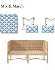 Kapalei Ravenala Scallops, Indoor/Outdoor Baby Blue Navy Seat Cushion Covers, with Pinstripe Trim, 24"x24"x4"
