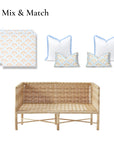 Kapalei Ravenala Scallops, Indoor/Outdoor Tan Baby Blue Seat Cushion Covers, with Pinstripe Trim, 24"x24"x4"