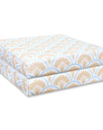 Kapalei Ravenala Scallops, Indoor/Outdoor Tan Baby Blue Seat Cushion Covers, with Pinstripe Trim, 24"x24"x4"
