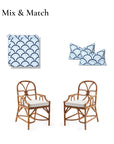 Kapalei Ravenala Scallops, Indoor/Outdoor Baby Blue Navy Seat Cushion Covers, with Pinstripe Trim, 20"x20"x4"