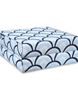 Kapalei Ravenala Scallops, Indoor/Outdoor Baby Blue Navy Seat Cushion Covers, with Pinstripe Trim, 20"x20"x4"