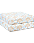 Kapalei Ravenala Scallops, Indoor/Outdoor Tan Baby Blue Seat Cushion Covers, with Pinstripe Trim, 20"x20"x4"