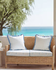 Avinelle Dahlia, Indoor/Outdoor Baby Blue Seat Cushion Covers, with Piping, 24"x24"x4"