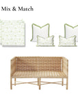 Avinelle Dahlia, Indoor/Outdoor Grass Green Seat Cushion Covers, with Piping, 24"x24"x4"