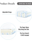 Hamptelle Hisbucs Stripes, Indoor/Outdoor Baby Blue Green Seat Cushion Covers, with Piping, 24"x24"x4"