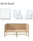Hamptelle Hisbucs Stripes, Indoor/Outdoor Baby Blue Green Seat Cushion Covers, with Piping, 24"x24"x4"