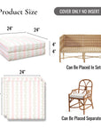 Hamptelle Hisbucs Stripes, Indoor/Outdoor Blush Pink Green Seat Cushion Covers, with Piping, 24"x24"x4"