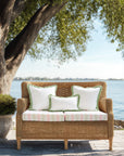 Hamptelle Hisbucs Stripes, Indoor/Outdoor Blush Pink Green Seat Cushion Covers, with Piping, 24"x24"x4"