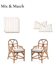 Hamptelle Hisbucs Stripes, Indoor/Outdoor Blush Pink Green Seat Cushion Covers, with Piping, 20"x20"x4"