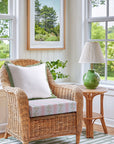 Hamptelle Hisbucs Stripes, Indoor/Outdoor Blush Pink Green Seat Cushion Covers, with Piping, 20"x20"x4"