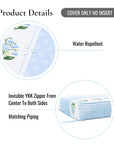 Charlivale, Indoor/Outdoor Baby Blue Green Blok Print Seat Cushion Covers, with Piping, 20"x20"x4"