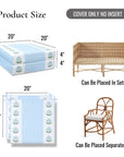 Charlivale, Indoor/Outdoor Baby Blue Green Blok Print Seat Cushion Covers, with Piping, 20"x20"x4"