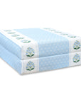 Charlivale, Indoor/Outdoor Baby Blue Green Blok Print Seat Cushion Covers, with Piping, 20"x20"x4"