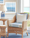 Charlivale, Indoor/Outdoor Baby Blue Green Blok Print Seat Cushion Covers, with Piping, 20"x20"x4"