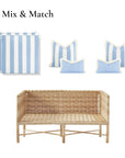 Beach Stripes, Outdoor Performance Azure Blue Seat Cushion Covers, with Piping, 24"x24"x4"