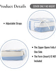 Beach Stripes, Outdoor Performance Azure Blue Seat Cushion Covers, with Piping, 20"x20"x4"