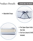 Coastline Stripes, Outdoor Performance Azure Blue Indigo Seat Cushion Covers, with Piping, 24"x24"x4"