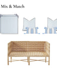 Coastline Stripes, Outdoor Performance Azure Blue Indigo Seat Cushion Covers, with Piping, 24"x24"x4"