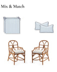 Coastline Stripes, Outdoor Performance Azure Blue Indigo Seat Cushion Covers, with Piping, 20"x20"x4"
