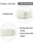 Coastline Stripes, Outdoor Performance Grass Green Seat Cushion Covers, with Piping, 20"x20"x4"
