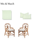 Coastline Stripes, Outdoor Performance Grass Green Seat Cushion Covers, with Piping, 20"x20"x4"