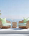 Coastline Stripes, Outdoor Performance Grass Green Seat Cushion Covers, with Piping, 20"x20"x4"