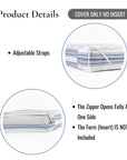 Bayside Stripes, Outdoor Performance Azure Blue Indigo Seat Cushion Covers, with Piping, 24"x24"x4"