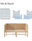 Bayside Stripes, Outdoor Performance Azure Blue Indigo Seat Cushion Covers, with Piping, 24"x24"x4"