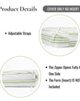 Bayside Stripes, Outdoor Performance Grass Green Seat Cushion Covers, with Piping, 24"x24"x4"