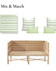 Bayside Stripes, Outdoor Performance Grass Green Seat Cushion Covers, with Piping, 24"x24"x4"