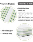 Bayside Stripes, Outdoor Performance Grass Green Seat Cushion Covers, with Piping, 20"x20"x4"
