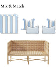 Harbor Stripes, Outdoor Performance Azure Blue Indigo Seat Cushion Covers, with Piping, 24"x24"x4"