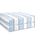 Harbor Stripes, Outdoor Performance Azure Blue Indigo Seat Cushion Covers, with Piping, 24"x24"x4"