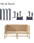 Harbor Stripes, Outdoor Performance Indigo Azure Blue Seat Cushion Covers, with Piping, 24"x24"x4"