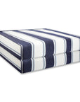 Harbor Stripes, Outdoor Performance Indigo Azure Blue Seat Cushion Covers, with Piping, 24"x24"x4"