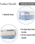 Harbor Stripes, Outdoor Performance Azure Blue Indigo Seat Cushion Covers, with Piping, 20"x20"x4"