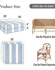 Harbor Stripes, Outdoor Performance Azure Blue Indigo Seat Cushion Covers, with Piping, 20"x20"x4"
