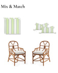 Harbor Stripes, Outdoor Performance Grass Green Seat Cushion Covers, with Piping, 20"x20"x4"