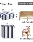 Harbor Stripes, Outdoor Performance Indigo Azure Blue Seat Cushion Covers, with Piping, 20"x20"x4"